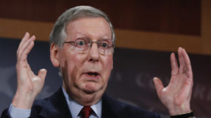Senate Minority Leader Mitch McConnell of Ky. gestures during a news conference on Capitol Hill in Washington, Wednesday, March 3, 2010. (AP Photo/Manuel Balce Ceneta)