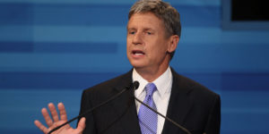 ORLANDO, FL - SEPTEMBER 22:  Former New Mexico Gov. Gary Johnson speaks in the Fox News/Google GOP Debate at the Orange County Convention Center on September 22, 2011 in Orlando, Florida. The debate featured the nine Republican candidates two days before the Florida straw poll. (Photo by Mark Wilson/Getty Images)