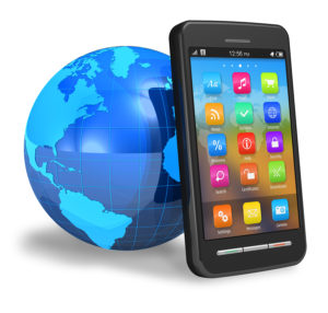Touchscreen smartphone with Earth globe